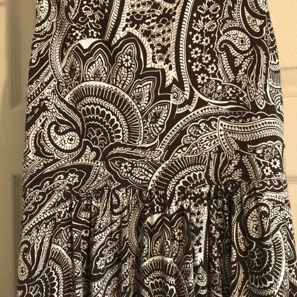 Michael Kors Brown & White Paisley‎ surplice Dress